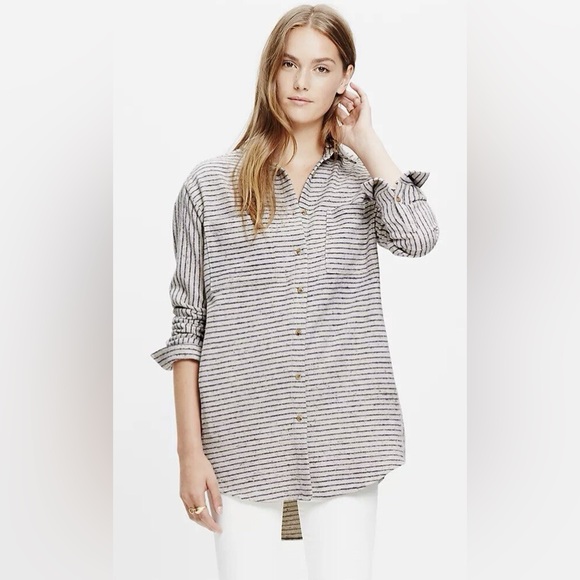 Madewell Tops - Madewell Flannel Sunday Shirt in Stripe Pale Muslin E4759 Button Down